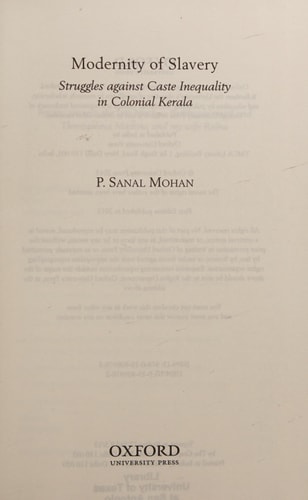 Modernity of Slavery: Struggles against Caste Inequality in Colonial Kerala