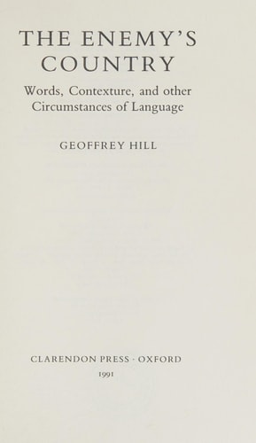 The Enemy's Country: Words, Contexture, and Other Circumstances of Language