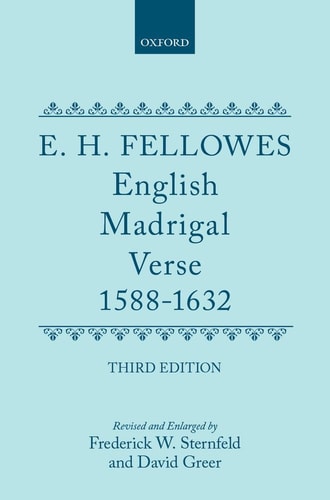 English Madrigal Verse: Verse 1588-1632