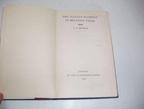 Italian Element in Milton's Verse