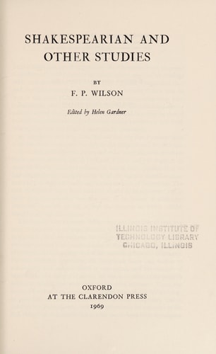 Shakespearian and Other Studies