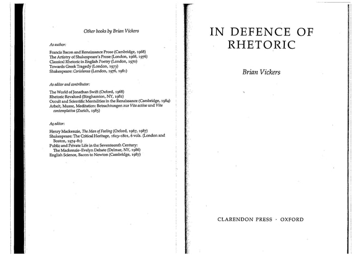 In Defence of Rhetoric