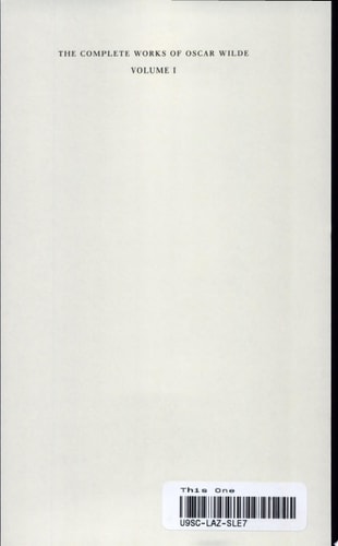 The Complete Works of Oscar Wilde: Volume 1, Poems and Poems in Prose