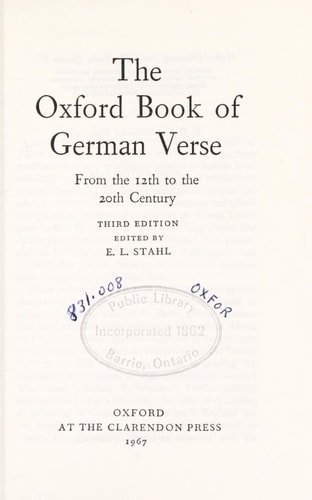 The Oxford Book of German Verse: From the 12th to the 20th Century