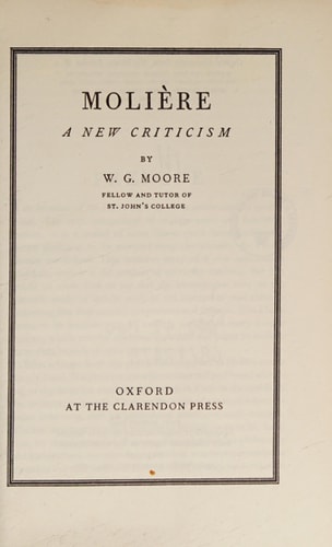 Molière: A New Criticism