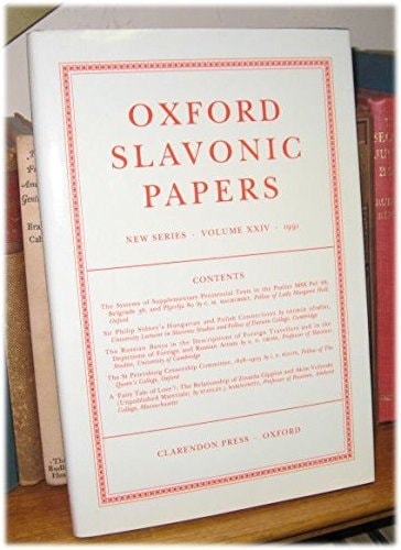 Oxford Slavonic Papers: Volume XXIV