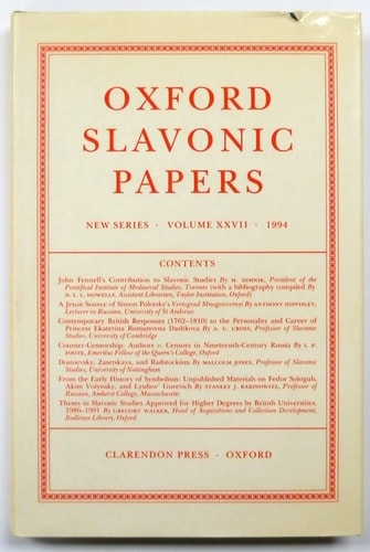 Oxford Slavonic Papers: New Series, Volume XXVII