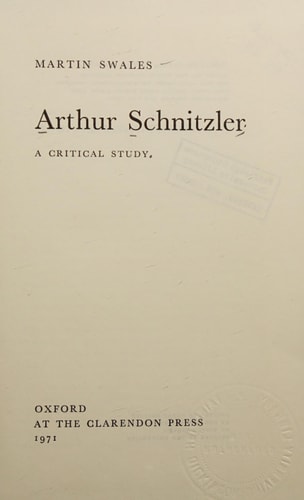 Arthur Schnitzler: A Critical Study
