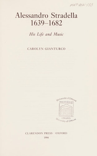 Alessandro Stradella (1639-1682): His Life and Music