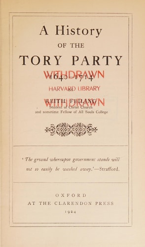 History of the Tory Party, 1640-1714