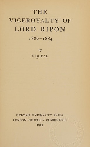 The Viceroyalty of Lord Ripon: 1880-1884