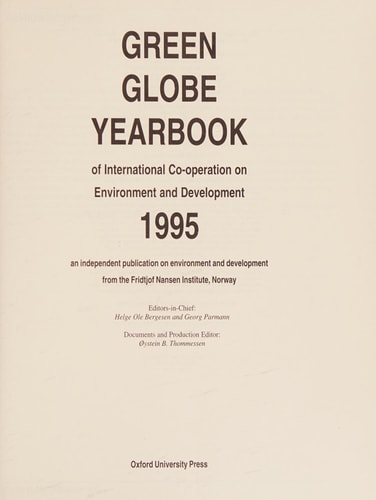 Green Globe Yearbook of International Co-operation on Environment and Development 1995