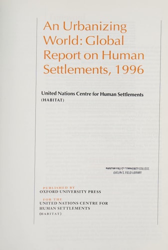 An Urbanizing World: Global Report on Human Settlements, 1996