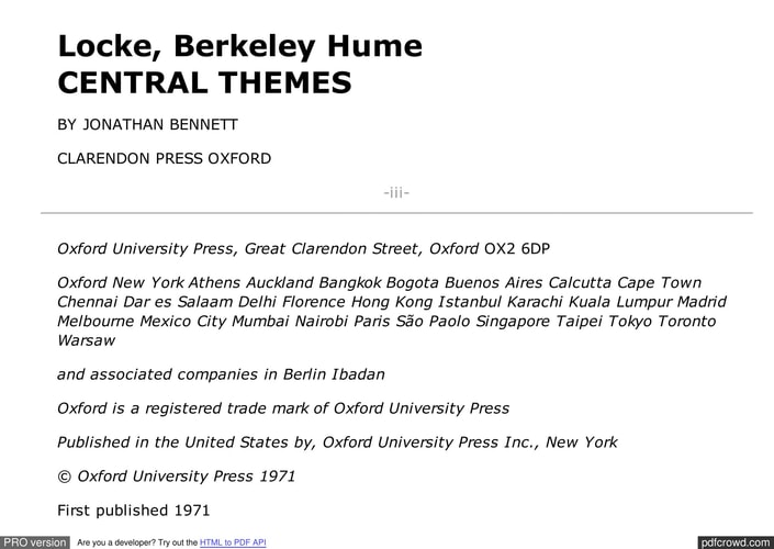 Locke, Berkeley, Hume: Central Themes