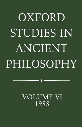 Oxford Studies in Ancient Philosophy: Volume VI