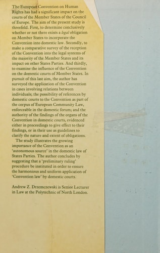 European Human Rights Convention in Domestic Law: A Comparative Study