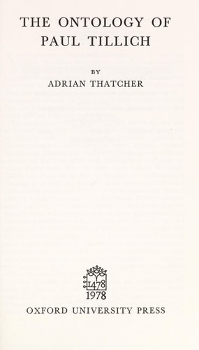 The Ontology of Paul Tillich