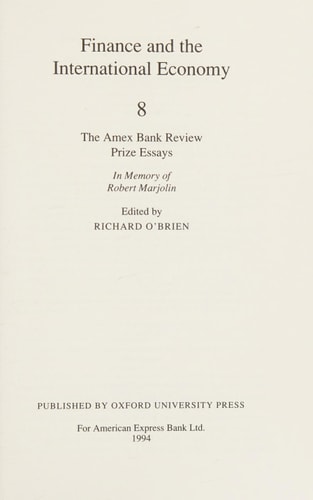 Finance and the International Economy 8