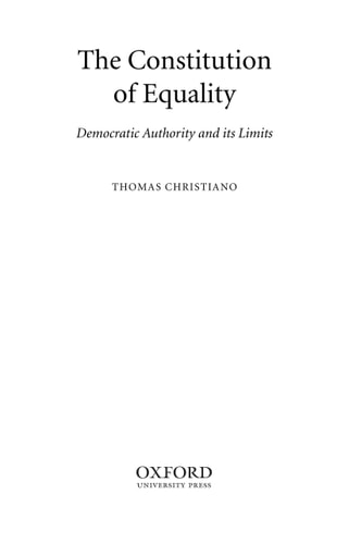 The Constitution of Equality: Democratic Authority and Its Limits