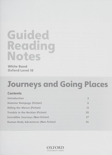 Project X Origins: White Book Band, Oxford Level 10: Journeys: Guided Reading Notes