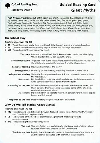 Oxford Reading Tree: Stages 8-11: Jackdaws: Pack 1: Guided Reading Cards