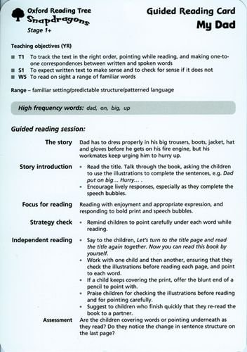 Oxford Reading Tree: Stage 1+: Snapdragons: Guided Reading Cards