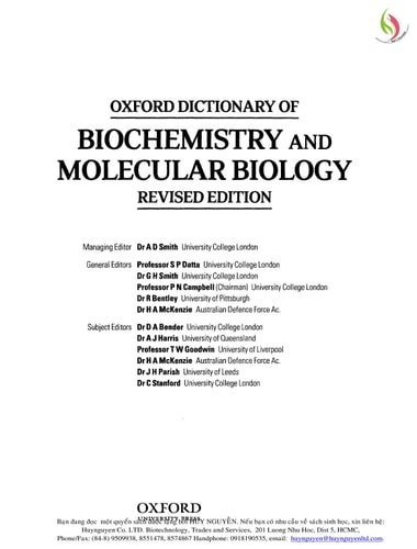 Oxford Dictionary of Biochemistry and Molecular Biology