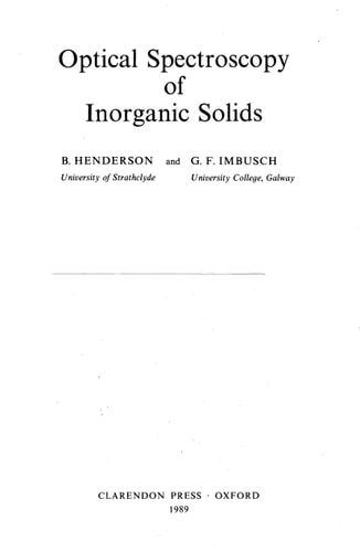 Optical Spectroscopy of Inorganic Solids
