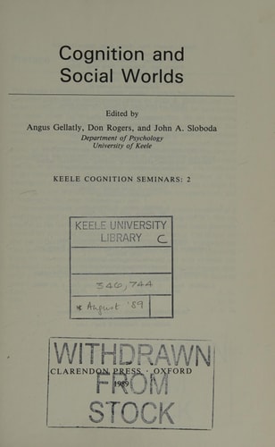 Cognition and Social Worlds
