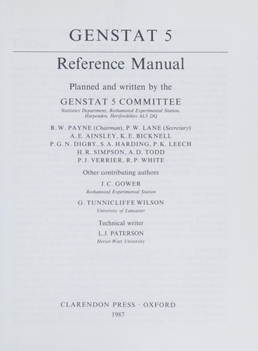 Genstat 5 Reference Manual