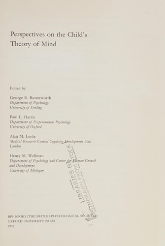 Perspectives on the Child's Theory of Mind