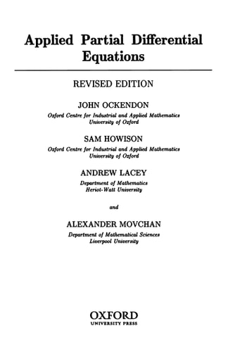 Applied Partial Differential Equations