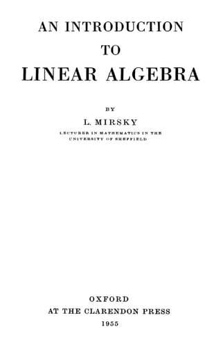 An Introduction to Linear Algebra
