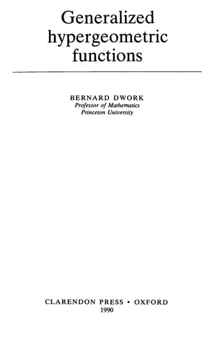 Generalized Hypergeometric Functions