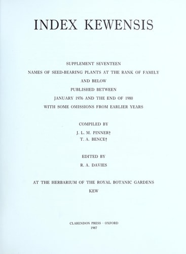 Index Kewensis: Supplement XVIII (1981-1985)