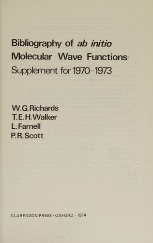 Bibliography of Ab Initio Molecular Wave Functions: Supplement, 1978-1980