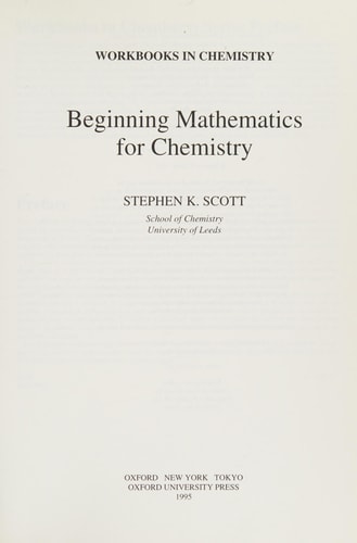 Beginning Mathematics For Chemistry