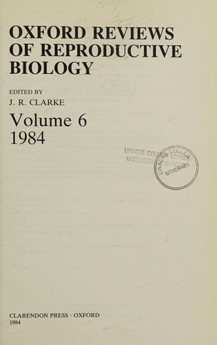 Oxford Reviews of Reproductive Biology: Volume 6
