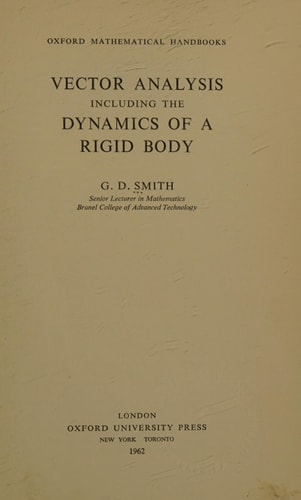 Vector Analysis Including the Dynamics of a Rigid Body