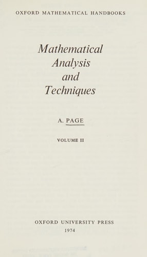 Mathematical Analysis & Techniques: Vol 2