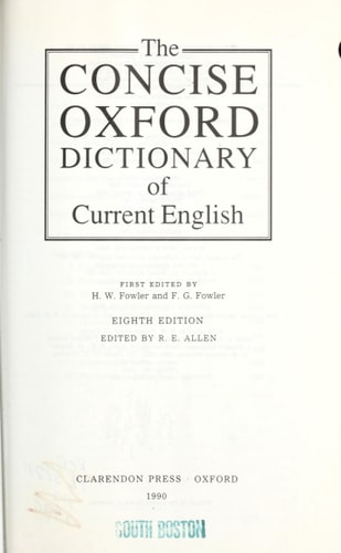 The Concise Oxford Dictionary of Current English: with thumb index