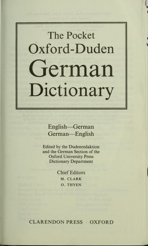 The Pocket Oxford-Duden German Dictionary: English-German, German-English