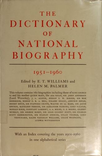 Dictionary of National Biography: 7th Supplement: 1951-1960