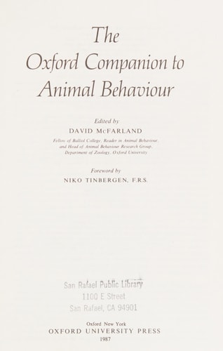Oxford Companion to Animal Behavior