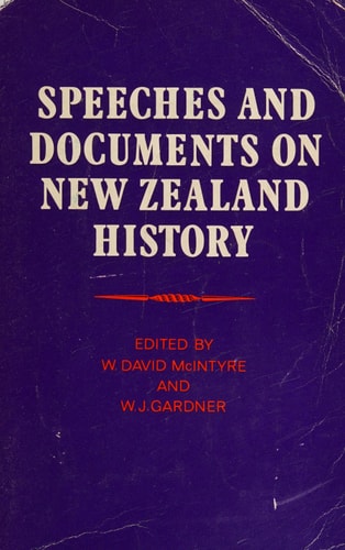 Speeches and Documents on New Zealand History
