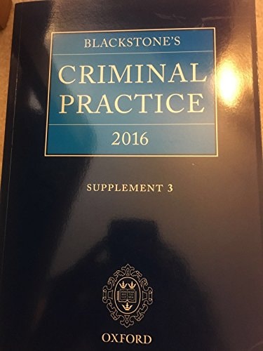 Blackstone's Criminal Practice: 2016 Supplement 3
