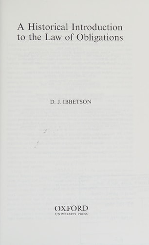 A Historical Introduction to the Law of Obligations