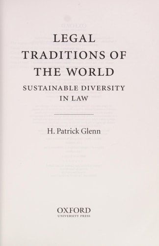 Legal Traditions of the World: Sustainable Diversity of Law