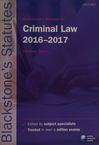 Blackstone's Statutes on Criminal Law
