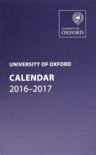 University of Oxford Calendar 2016-2017